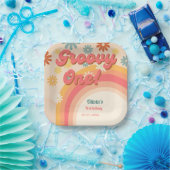 Sunshine 70s retro groovy daisy flower verjaardags papieren bordje (Feest)