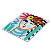 Sunshine Abstract digitaal portret keramische Tege Tegeltje (Zijkant)