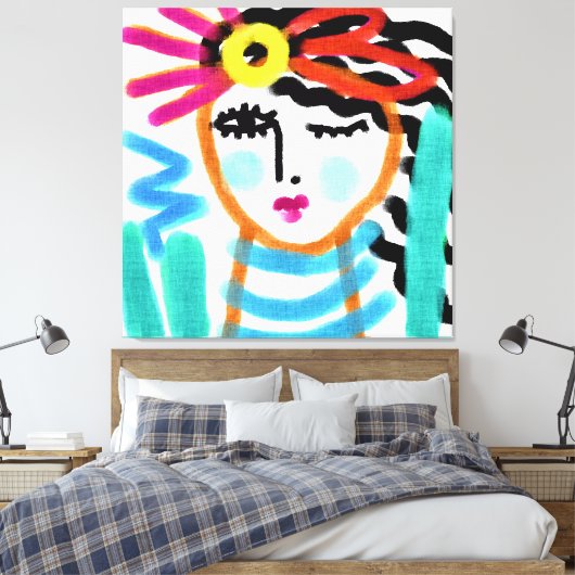 Sunshine Abstract digitaal portret van een vrouw Canvas Afdruk (Insitu (Slaapkamer))