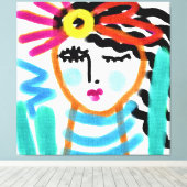 Sunshine Abstract digitaal portret van een vrouw Canvas Afdruk (Insitu (Houten vloer))