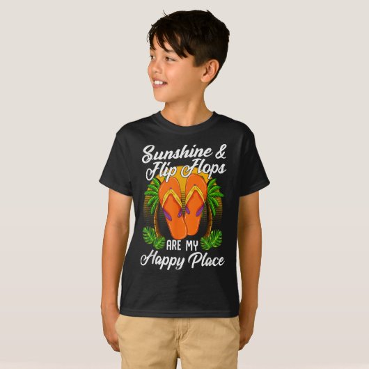 Sunshine & amp; Teenslippers Zomervakantie Strand  T-shirt (Voorkant volledig)