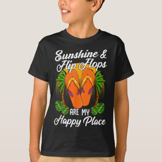 Sunshine & amp; Teenslippers Zomervakantie Strand T-shirt (Voorkant)