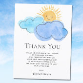 Sunshine and Clouds Boy's Baby shower Dank je Briefkaart