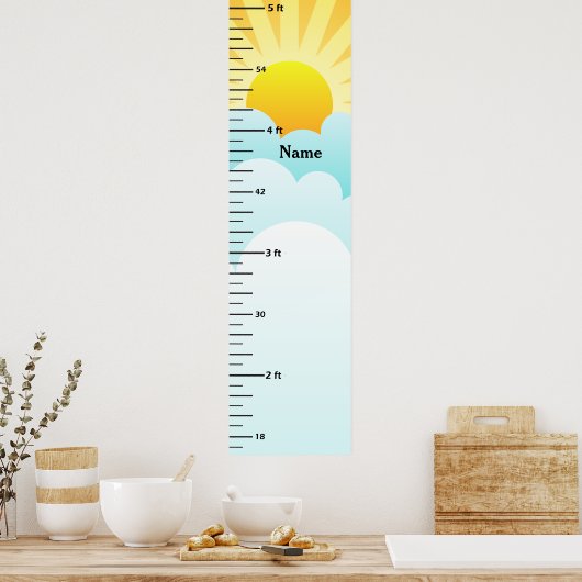 Sunshine and Clouds Growth Chart Add Child's Name Poster (Keuken)