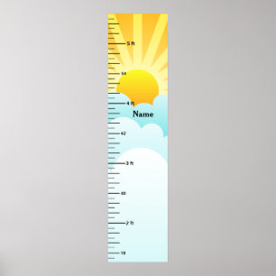 Sunshine and Clouds Growth Chart Add Child's Name Poster