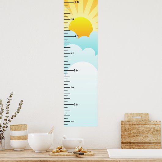 Sunshine and Clouds Growth Chart Add Child's Name Poster (Keuken)