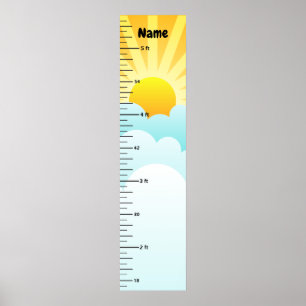 Sunshine and Clouds Growth Chart Add Child's Name Poster