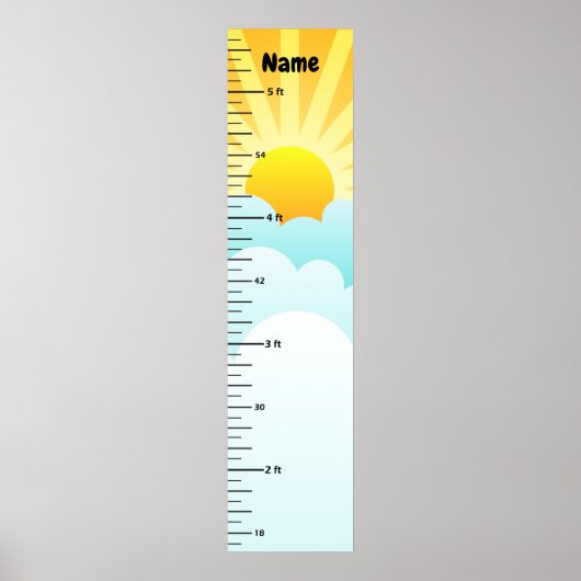 Sunshine and Clouds Growth Chart Add Child's Name Poster (Voorkant)