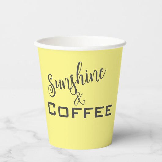 Sunshine and Coffee Yellow Papieren Bekers (Voorkant)