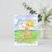 Sunshine and Happiness Girl Inspirerend Briefkaart (Staand voorkant)