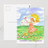 Sunshine and Happiness Girl Inspirerend Briefkaart (Voorkant / Achterkant)