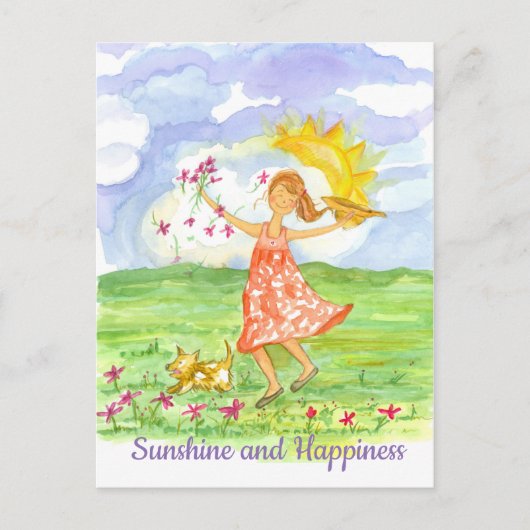 Sunshine and Happiness Girl Inspirerend Briefkaart (Voorkant)