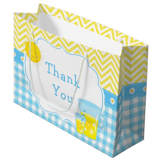 Sunshine and Lemonade Blue and Yellow Baby shower Groot Cadeauzakje (Voorkant Gekanteld)