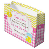 Sunshine and Lemonade Roze en Geel Baby shower Groot Cadeauzakje (Achterkant Gekanteld)