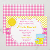 Sunshine and Lemonade Roze en Geel Baby shower Kaart (Voorkant / Achterkant)