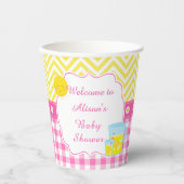 Sunshine and Lemonade Roze en Geel Baby shower Papieren Bekers (Voorkant)