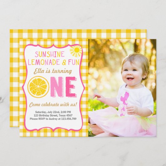 Sunshine and Lemonade sunshine-verjaardagsuitnodig Kaart (Voorkant / Achterkant)