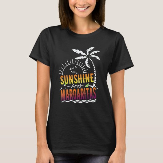 Sunshine And Margaritas Summer Vacation Beach T-shirt (Voorkant)