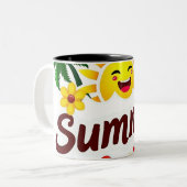 Sunshine and Palm Trees Cup Tweekleurige Koffiemok (Voorkant links)