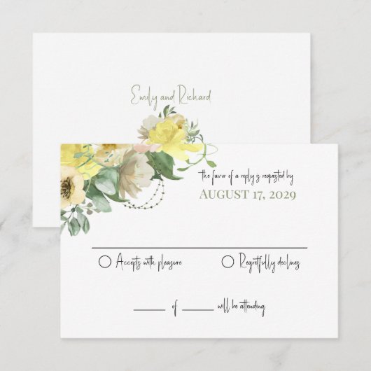 Sunshine and Rozen Wedding Reply Kaart (Voorkant / Achterkant)