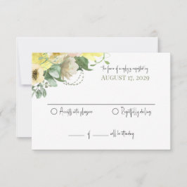 Sunshine and Rozen Wedding Reply Kaart