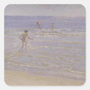 Sunshine at Skagen: Boys Swimming, 1892 Vierkante Sticker