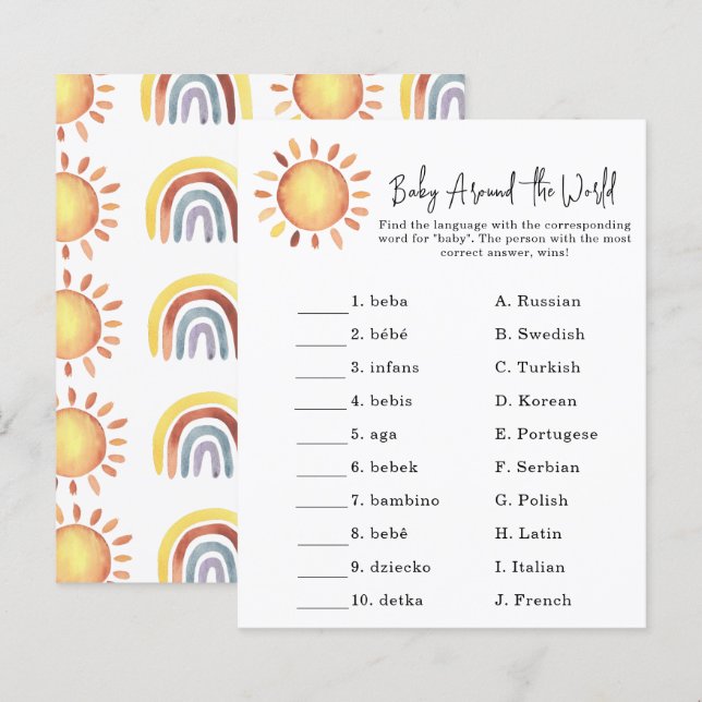 Sunshine - Baby around the world game (Voorkant / Achterkant)