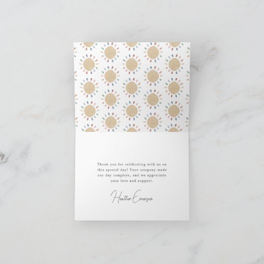 Sunshine Baby bedankkaart (Binnen)