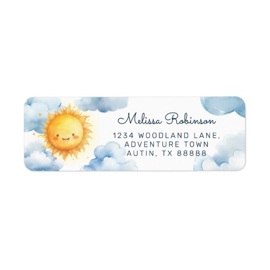 Sunshine Baby Boy Douche Retouradres Etiket (Voorkant)