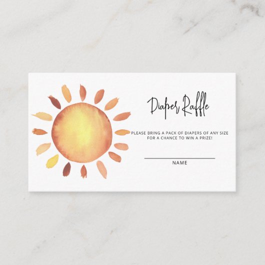 Sunshine baby diaper raffinage informatiekaartje (Voorkant)