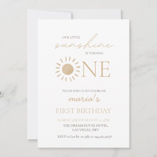 Sunshine Baby First Birthday Kaart (Voorkant)