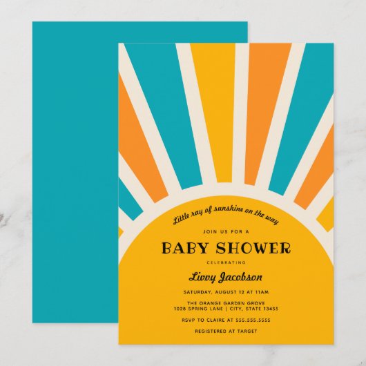 Sunshine Baby Jongen Douche Uitnodiging (Voorkant / Achterkant)