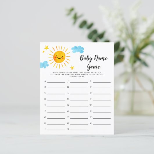 Sunshine Baby Name Shower Game (Staand voorkant)