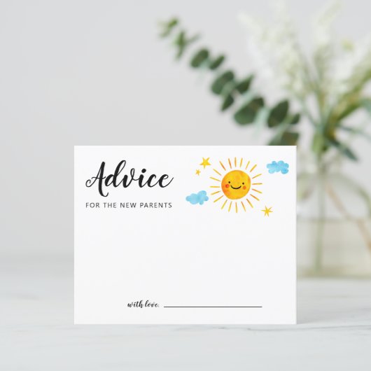 Sunshine Baby shower Advice Kaart (Staand voorkant)