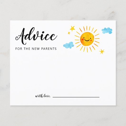 Sunshine Baby shower Advice Kaart (Voorkant)
