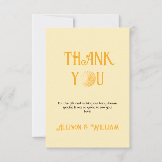 Sunshine Baby shower Bedankkaart (Voorkant)