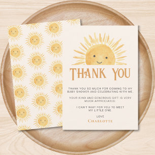 Sunshine Baby shower Bedankkaart