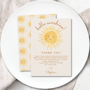 Sunshine Baby shower Bedankkaart