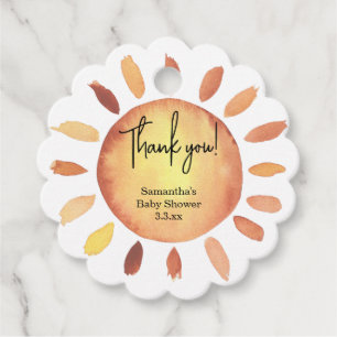 Sunshine baby shower bedankt bedankjes labels