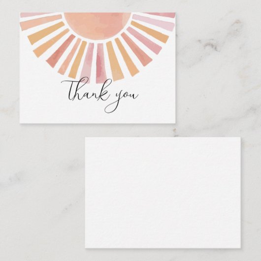 Sunshine Baby shower bedankt Notitiekaartje (Voorkant / Achterkant)