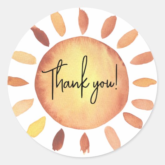 Sunshine baby shower bedankt ronde sticker (Voorkant)