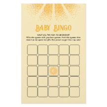 Sunshine Baby shower bingo