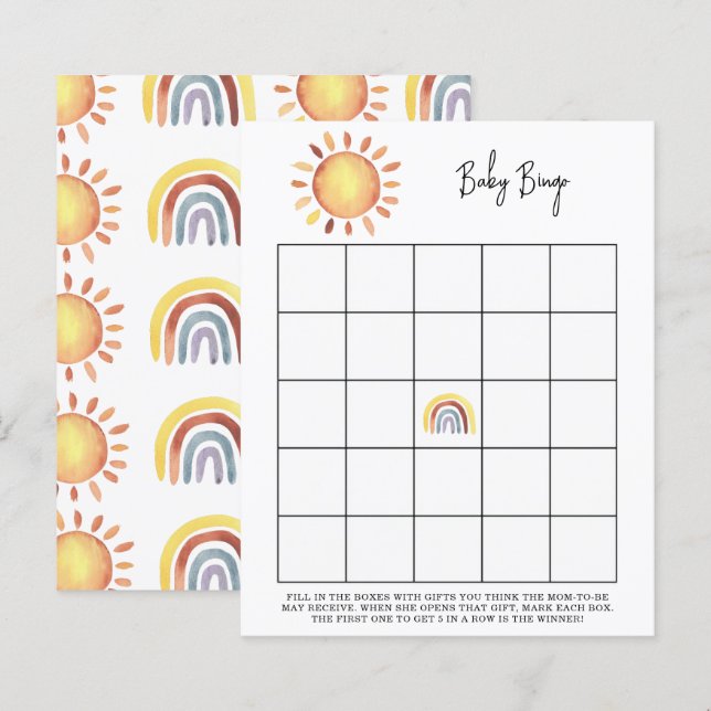 Sunshine Baby shower bingo (Voorkant / Achterkant)