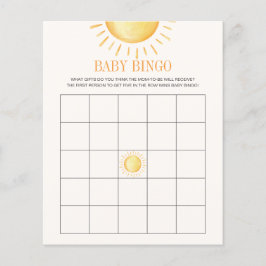 Sunshine Baby shower Bingo Game