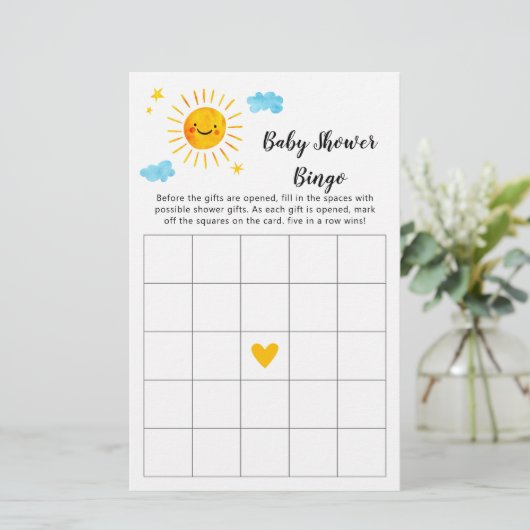 Sunshine Baby shower Bingo Game (Staand voorkant)