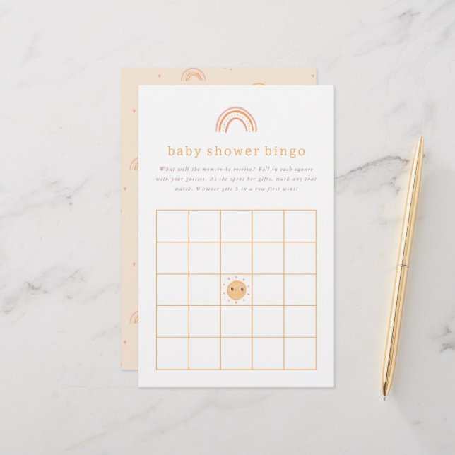Sunshine Baby Shower Bingo Game (Voorkant / Achterkant in situ)