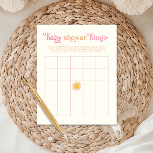 Sunshine Baby shower Bingo Spelprint Poster