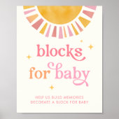 Sunshine Baby Shower Blocks for Baby Sign Poster (Voorkant)
