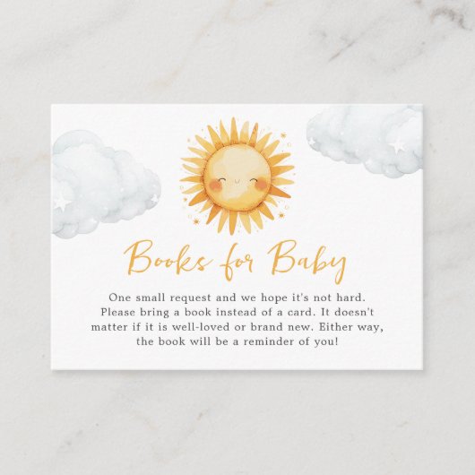 Sunshine Baby shower Boek aanvraag Behuizing Kaart (Voorkant)