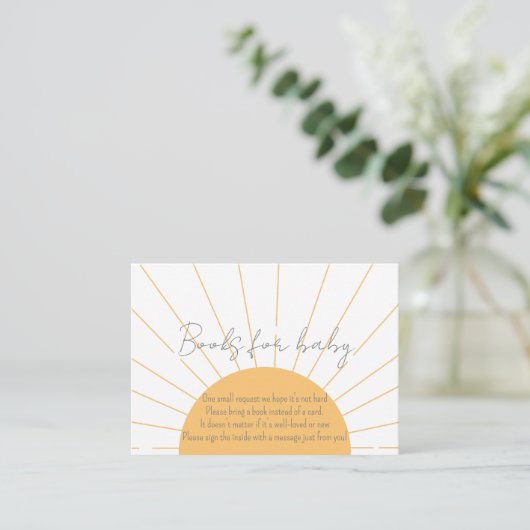 Sunshine Baby shower Boho Books for Baby shower Informatiekaartje (Staand voorkant)